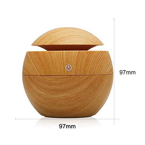 EgoEra® 130ml Ultraschall ätherisches öl Aroma Diffusor Luftbefeuchter, Holz Korn Aromatherapie Diffusor Maschine, Luftbefeuchter Luftreiniger mit 6 Farben ändern LED Lichter, Wasserlos Automatische Abschaltung - 5