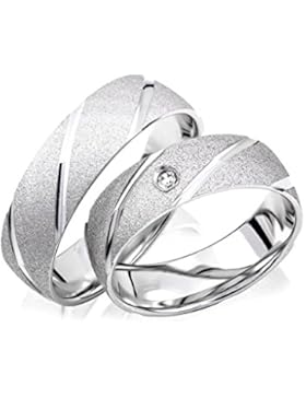 2 x Trauringe in 925 Silber mit Gravur und Stein