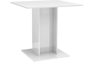 ‎VIDAXL vidaXL Esstisch Küchentisch Esszimmertisch Speisetisch Tisch Säulentisch Restaurant Esszimmer Küche Hochglanz-Weiß 80x80x75cm Holzwerkstoff