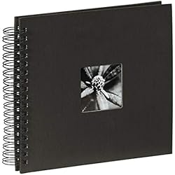Hama Fine Art - Álbum de fotos, 50 páginas negras (25 hojas), álbum con espiral, 28 x 24 cm, con compartimento para insertar foto, negro