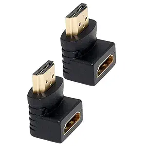SHOPECOM L-Type HDMI Extension 90 Degree HDMI Adapter 4K Male to Female HDMI Connector Extender Right Angle (Black) (Pack of-02)