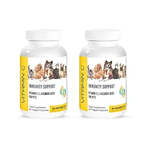 Sharrets Vitamin C for Pets, Produce in Scotland, L Ascorbic Acid USP/FCC/Ph EUR, Support Cardiovascular Health, Antioxidant & Immunity Supplement for Dogs Cats, 2 x 60 Veggie Caps (Pack of 2)