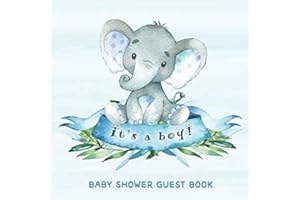 Baby Shower Guest Book: It's a Boy: Baby Elephant Guestbook + BONUS Gift Tracker Log and Keepsake Pages | Advice for Parents Sign-In | Blue with Grey Little Peanut