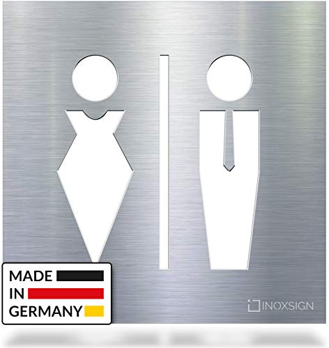 Inoxsign Toilet Sign C01 Unisex Toilet Sign Self Adhesive Stainless ...
