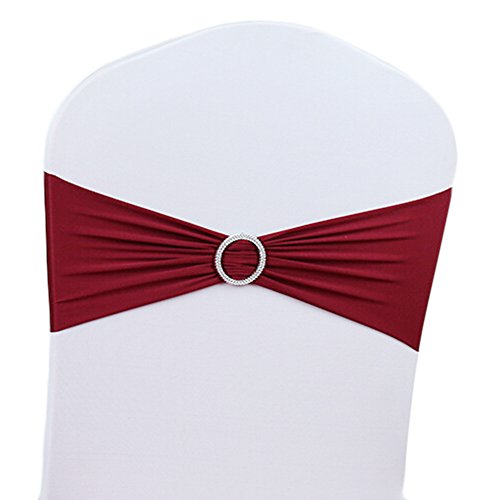 50 x Stretch Wedding Chair Cover Band With Buckle Slider Sashes Bow Decorations
