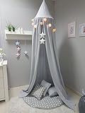 Babymajawelt® Betthimmel Baldachin Grau XXL Stars (Sterne) – Kinderzimmer Zelt zum Aufhängen, Kinderzelt, Babybett Himmel, Versteck, Spielecke - 7