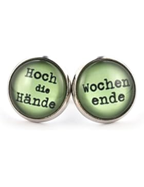 SCHMUCKZUCKER Damen Cabochon Ohrstecker mit Spruch