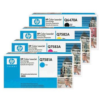 FULL SET - Genuine Original Hp Hewlett Packard laser toner cartridge Q6470A Q7581A Q7582A Q7583A - A RAINBOW bundle NO RETAIL PACKAGING