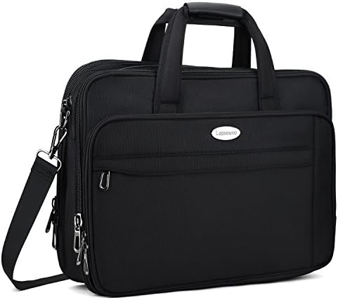 17 inch Laptop Bag, Travel Briefcase with Organizer, Expandable Large Hybrid Shoulder Bag, Water Resisatant Business Messenger Briefcases for Men Fits 17.3 Inch Laptop, Computer, Tablet-Black