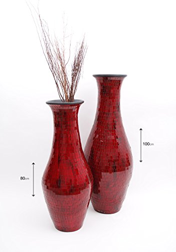 Große Bodenvase mit Glasmosaik 100 cm, Keramik, Rot - 4
