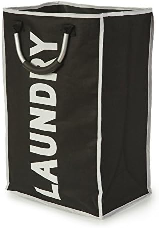 Lado Large Black Folding Collapsible Laundry Basket Bag Bin Storage Hamper with Aluminium Handles