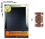  Jägermeister Tafel Werbetafel aus Pappe ca. 29,5x42cm + Goldberg Intense Ginger 0,15l EINWEG