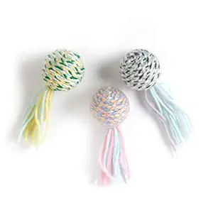 Royale Cat Pet Mini Cats Teaser Playing Toys Colorful Wool Interactive Cat Toys (Color May Vary) (Pack of 2)