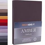 DecoKing Drap-Housse en 100% Coton Peigné Jersey, Amber Collection, 180x200-200x200 cm, Marron Chocolat