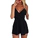 Produktbild VENMO Frauen V-Ausschnitt Tops Sexy Bodycon Half Sleeve Jumpsuit Bodysuit Schräge Schulter Fold-over Schulter Peplum Bodycon Kleid Damen Langarm Jumpsuit Mit Spitze Overall Playsuit Party Abendmode (Black -c, XXL)