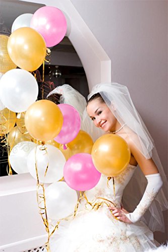 Paxcoo 150 Pack Pink Gold Weiß luftballons mit Papier Girlande für Geburtstag Hochzeit Dekorationen - 6