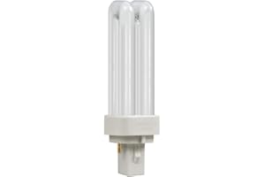 Crompton Lamps CFL PLC 10W G24d-1 Double Turn D-Type 4000K Cool White Frosted 600lm 2-Pin Energy Saving Push Fit Compact Fluorescent Opal Light Bulb