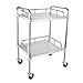 Produktbild Storage trolley 2 Regal aus Edelstahl Utility/Service-Wagen mit Rollen Platzsparend, Beauty Friseur Servierwagen aus Metall, 70 kg Kapazität (45x35x86 cm)