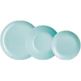 Luminarc Diwali Turquoise Opal Tableware Microwave Safe Refrigerator Stackable | Turquesa, dise&ntilde;o redondo, acabado brillo, ap
