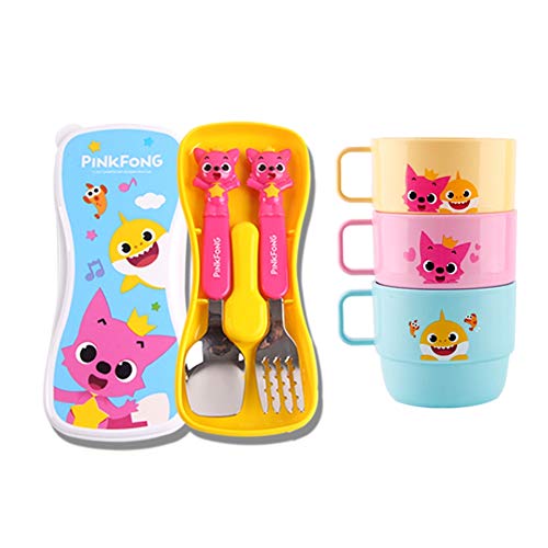 Edison Pinkfong Cuchara niños Horquilla 3 Copas con Estuche