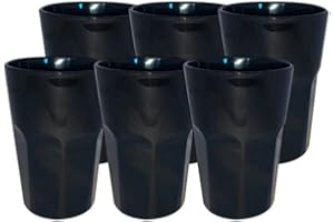 SPARKLERS CLUB Set di 6 bicchieri da cocktail Mojito, colore nero, 33 cl, in vetro infrangibile in SAN (Acrylic), made in Francia, presa facile, vetro tubo per feste ed eventi, confezione 24/48H
