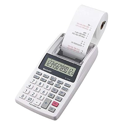 Sharp Mini calculatrice-imprimante de bureau à 12 chiffres avec écran LCD - Impression bicolore (noir/rouge) - Couleur : gris