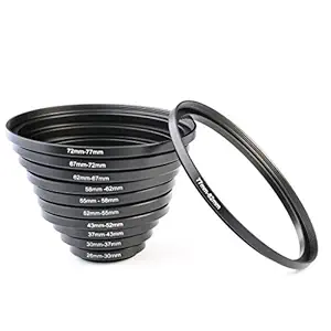 K&F Concept 11pcs Metal Stepping Rings -Includes Step Up Ring Set (26-30MM,30-37MM,37-43MM,43-52MM,52-55MM,55-58MM,58-62MM, 62-67MM,67-72MM,72-77MM,77-82MM for Canon Nikon DSLR Cameras
