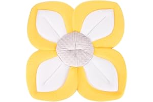 TRANQUILBEAUTY Tranquil Beauty Blooming Bath Lotus Bath Seat - Plush Baby Bathing Float Mat Support Bathtub - Washer Safe Bath Cushion Safety Baby Shower Seat for Newborn, Babies 0-6 Months - Yellow Flower Seat