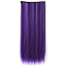 60cm Length One Piece Long Hair Piece Wig Straight Clip in Human Hair Extension Purple