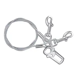 Divoti No Chew/Chew Proof Dog Car Seatbelt Safety Restraint, Dog Tie Out, Puppy Vehicle Seat Belt w/Double Clip & Latch Attachment ? Entirely Surgical Stainless Steel - 24 Inches