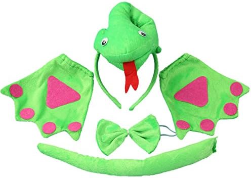 Wanxiangfeng Girls Women' Snake Bunny Ear Fancy Dress Cosplay Headband Bowtie Paw Gloves Tail Set (Snake-5p)