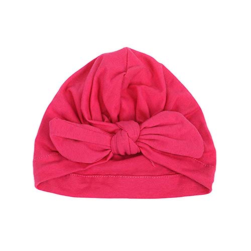 FOONEE Turban Knot Rabbit - Sombreros de Hospital para niñas recién Nacidas, Gorro de Hospital para niña bebé con Banda Turbante para la Cabeza, Lazo Grande para bebé, 3 - 12 Meses Rosa Rosa (b)