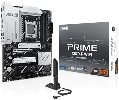 ASUS PRIME X870-P WIFI Scheda Madre AMD X870 Ryzen AM5, slot PCIe 5.0 x16 con pieno supporto per le schede grafiche di nuova generazione, 4 slot M.2, slot DDR5, WiFi 7, Q-Antenna, Slot PCIe Q-Release
