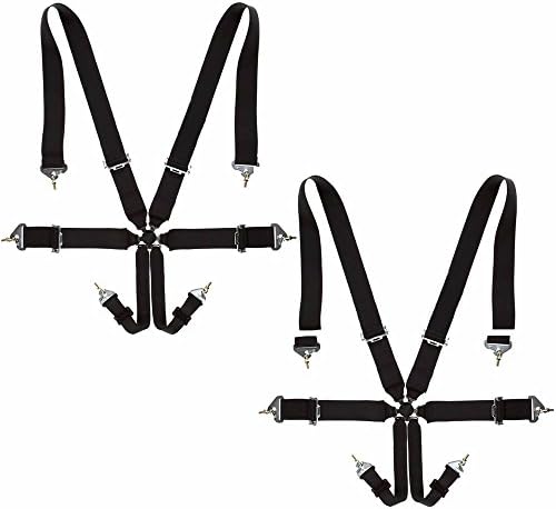 2x Noryb 6 Point Black Fully Adjustable Racing Universal Harness Seat Belt Car 4x4
