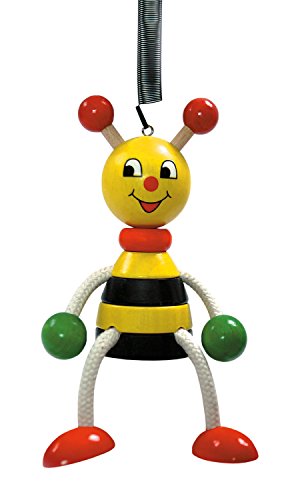 Hess Holzspielzeug 14703 Schwingtier Biene aus Holz, Circa 11 cm