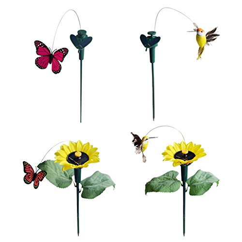 Preisvergleich Produktbild Fenteer Tanzender Solar Schmetterling Vogel Kolibri Fliegen Vogel Sonnenblumen Gartenstecker der Hingucker für Garten Balkon Deko