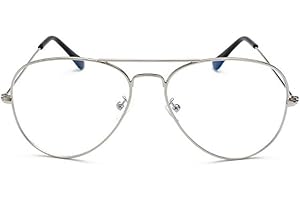 MIGOO Anti Lumière bleue Lunettes Rétro Aviateur Lunettes de lecture à verres transparents, Hommes/Femmes