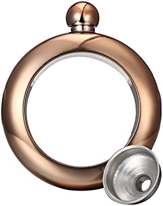 cheng xiao 3.5oz Bracelet Bangle 304 Stainless Steel Flask Funnel Set for Vodka Wine Alcohol-Rose Gold, 1 Pcs, Universal