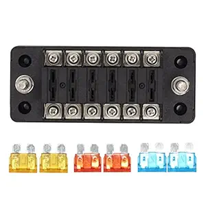 Haibing Universal Car Fuse Holder Box 32V DC 6-Way with Independent Negative Function for Vehicle Car Boat Marine Auto Electrical Line Protection