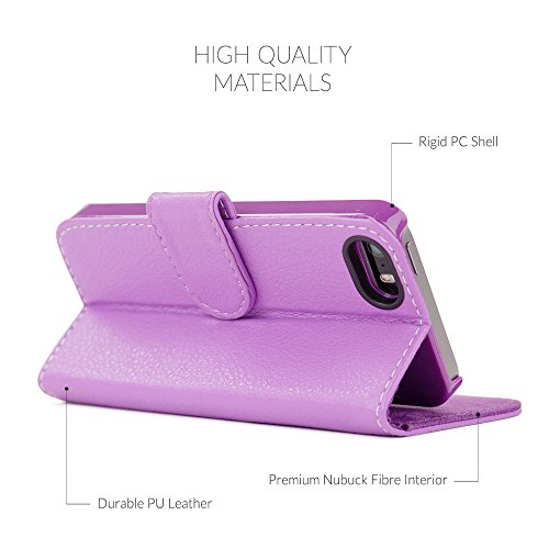 iPhone 5 / 5s Case, Snugg - Purple Leather iPhone 5/5s Flip Case [Lifetime Guarantee] Premium Wallet Phone Cover with Card Slots for Apple iPhone 5 / 5s
