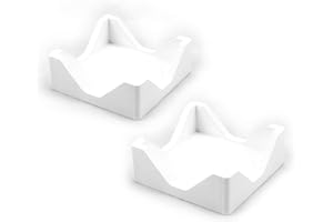 Hostelnovo - 2 Servilleteros de Madera Natural y diseño Moderno - Ideal para servilletas de cóctel - Madera - Fabricado en España - Color Blanco - 10 x 10 x 4,5 cm - 2 unidades