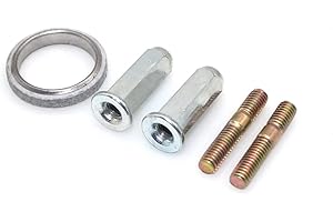 Exhaust Seal Set Kit, Asudaro 5 Pieces Universal Motorcycle Exhaust Bolt Seal Motorcycle Exhaust Stud Bolts Nuts Car Exhaust Bolt Nuts Hardware Kit, Gold + Silver