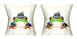Betsy Drake Par de Ranas apiladas Cojines de cordón, 45,72 cm x 45,72 cm