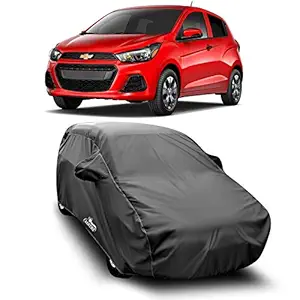 VIRMANG - Water Resistant - dust Proof - car Body Cover for Compatible with Chevrolet Spark car Cover - Water Resistant UV Proof - car Body Cover (Grey with Mirror)