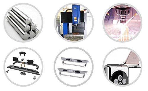 OKCS Premium Hochwertiger Apple Watch, Apple Watch 2 38 mm Basic / Sport / Edition Uhrenband Adapter Uhrenadapter Connector Strap Metallschließe in Schwarz - 4