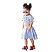 Produktbild feiXIANG kleinkind Kleid - baby Minikleid gilrs Sommer Printkleid bowknot tops + rock set outfits Kind Plaid Shirt Rock für Baby (80, Blau)