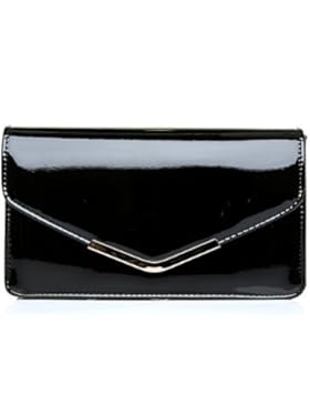 LUCKY Schwarz Lack Medium Größe Clutch Tasche