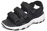 trekking sandalen jungen 40  CAMEL CROWN Sandalen Damen Sport Sandalen Flach Trekking & Wandersandalen Strand Sandalen rutschfest Verschleißfest Strandschuhe Sport-& Outdoor Sandalen (40 EU, Schwarz)