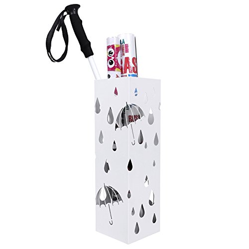 Songmics Schirmständer Regenschirmständer metall Wasserauffangschale und Haken werden verschenkt 49 cm weiß LUC49W - 4