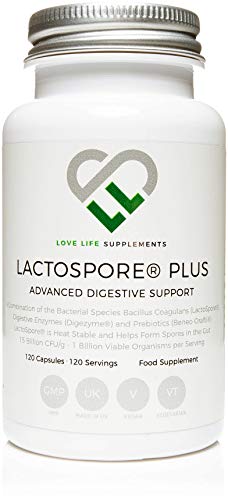 LactoSpore® (Bacillus Coagulans) Plus de LLS | Probióticos | 15 mil millones de UFC | 120 Cápsulas - Suministro para 4 meses | Incluye Enzimas Digestivas e Inulina Prebiótica